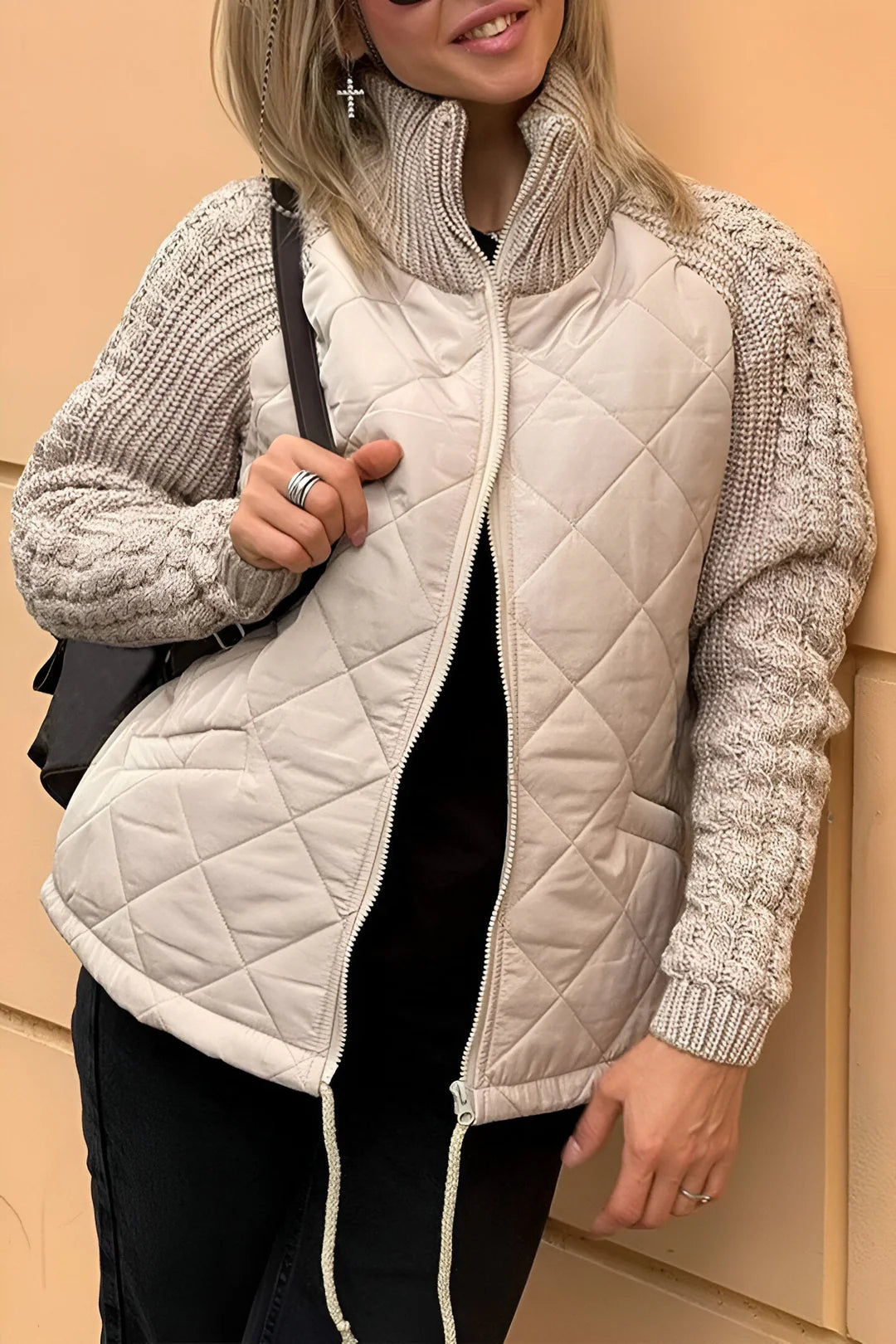 Zippad jacka i patchworkstickat från NewLook Paris™