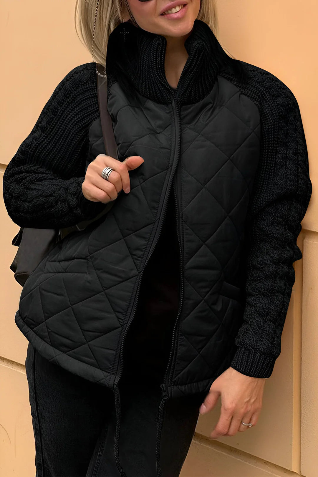 Zippad jacka i patchworkstickat från NewLook Paris™